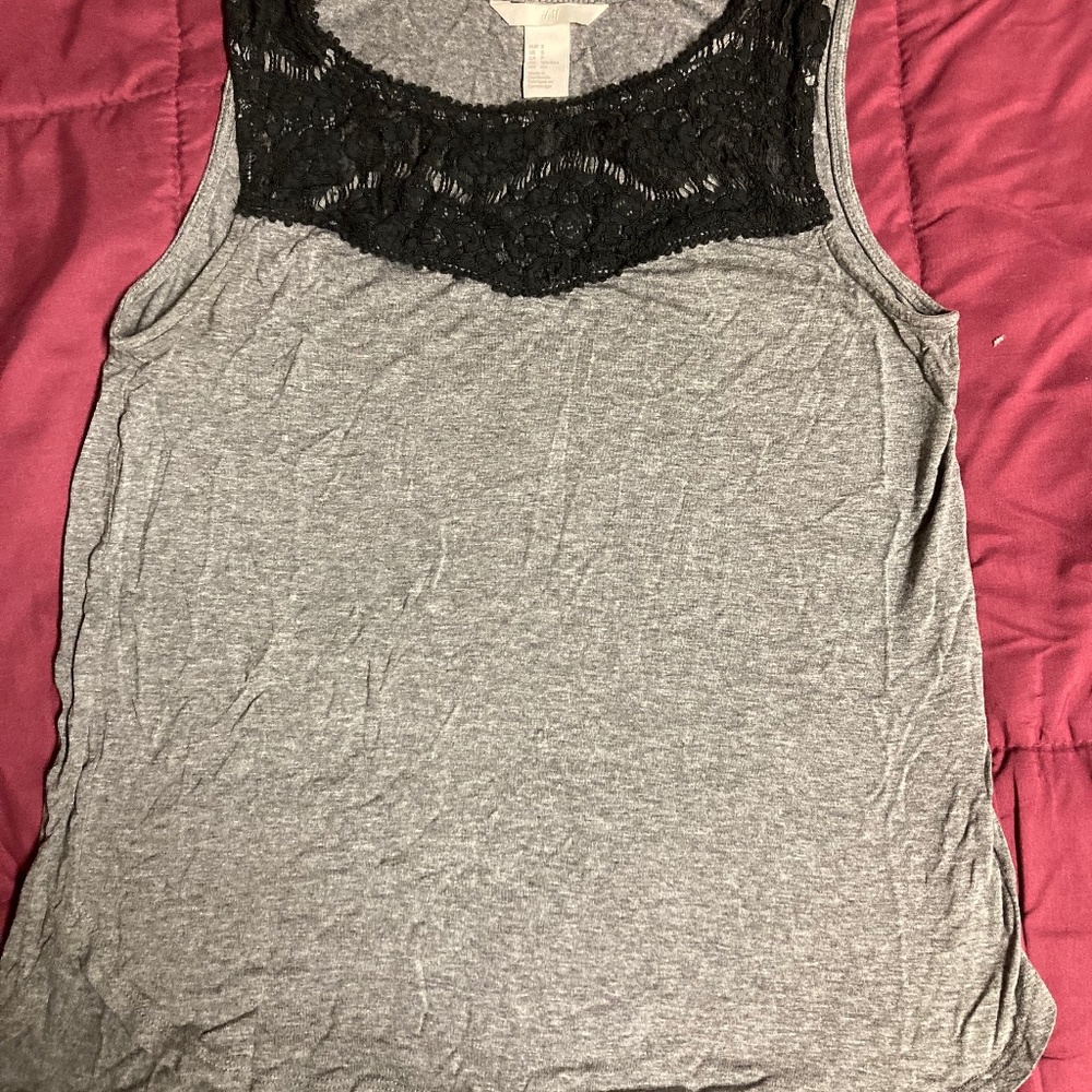 H&M Black Lace Sleeveless Tee